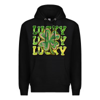 Black Lucky Clover Premium Hoodie - CowhideDigitalArt