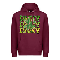 Burgundy Lucky Clover Premium Hoodie - CowhideDigitalArt