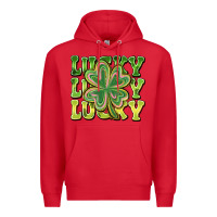 Red Lucky Clover Premium Hoodie - CowhideDigitalArt