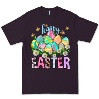 Plum Happy Easter with eggs Easter Day Premium Tee - HowdyJamesFarm