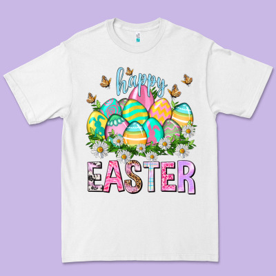 Happy Easter With Eggs Easter Day Premium Tee Designed By Howdyjamesfarm