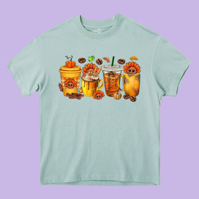 Thanksgiving Coffee Cups Heavy Core Tee Designed By Texasbilliewilder