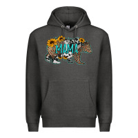 Charcoal Heather mama bear sunflowers leopard cowhide mother's day Premium Hoodie - Jasminsmagicworld