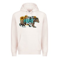 Pale Pink mama bear sunflowers leopard cowhide mother's day Premium Hoodie - Jasminsmagicworld