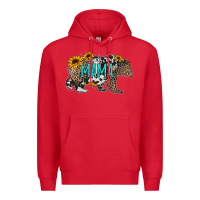 Red mama bear sunflowers leopard cowhide mother's day Premium Hoodie - Jasminsmagicworld