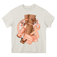 Cream Cancer diva peach ribbon Heavy Core Tee - NancyCooperArtShop
