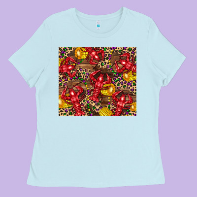 Mardi Gras Crawfish Ladies Tee Designed By Cowgirlartshop