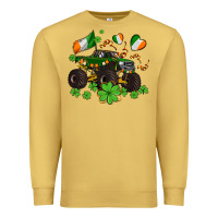 Antique Gold monster truck with shamrocks Premium Sweatshirt - AdoDesignShop