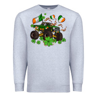 Heather Grey monster truck with shamrocks Premium Sweatshirt - AdoDesignShop