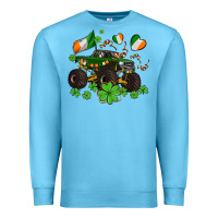 Ocean Blue monster truck with shamrocks Premium Sweatshirt - AdoDesignShop