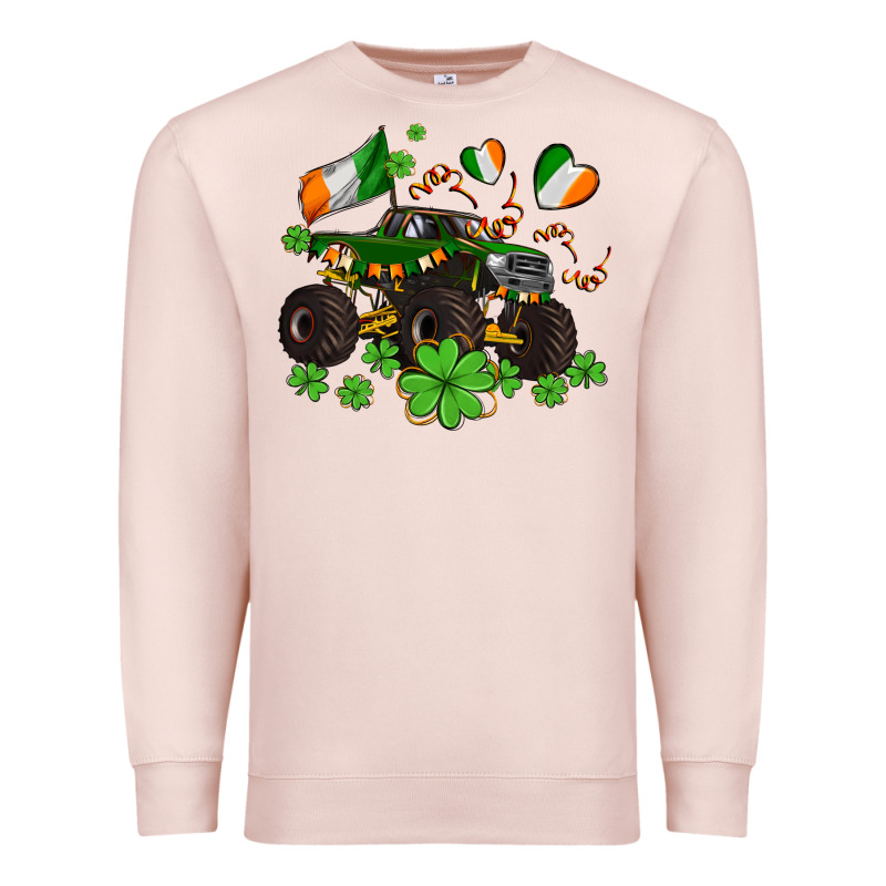 Monster Truck With Shamrocks Premium Sweatshirt by AdoDesignShop | Teevron
