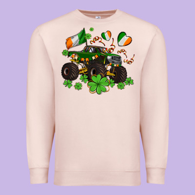 Monster Truck With Shamrocks Premium Sweatshirt Designed By Adodesignshop