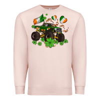 Pale Pink monster truck with shamrocks Premium Sweatshirt - AdoDesignShop
