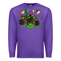 Purple monster truck with shamrocks Premium Sweatshirt - AdoDesignShop