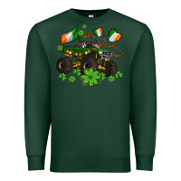 Sports Green monster truck with shamrocks Premium Sweatshirt - AdoDesignShop