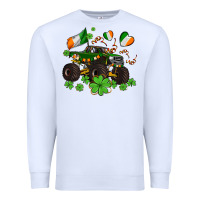 White monster truck with shamrocks Premium Sweatshirt - AdoDesignShop