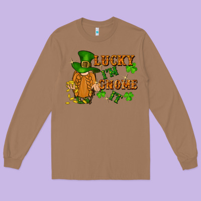 Lucky I'm Gnome It St. Patricks Day Long Sleeve Tee Designed By Fadigitalartstudio
