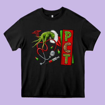 Christmas Character Nurse Heavy Core Tee Designed By Nancycooperartshop