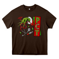 Chocolate Brown Christmas Character Nurse Heavy Core Tee - NancyCooperArtShop