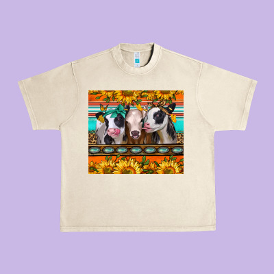 Heifers And Sunflowers Urban Heavy Tee Designed By Jasminsmagicworld
