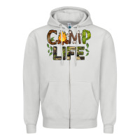 Dove Grey camp life Zipper Hoodie - BarkalooDesign