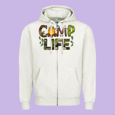 Camp Life Zipper Hoodie Designed By Barkaloodesign