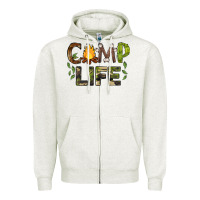 Oatmeal Heather camp life Zipper Hoodie - BarkalooDesign