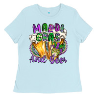 Baby Blue mardi gras and beer Ladies Tee - CowGirlArtShop