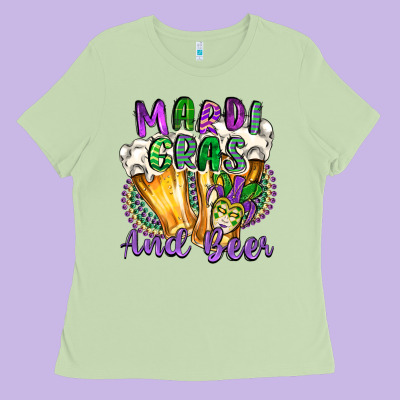 Mardi Gras And Beer Ladies Tee Designed By Cowgirlartshop