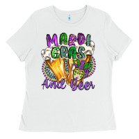 White mardi gras and beer Ladies Tee - CowGirlArtShop