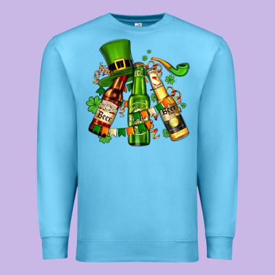 St Patrick's Beers Flags And Hat Premium Sweatshirt Designed By Adodesignshop