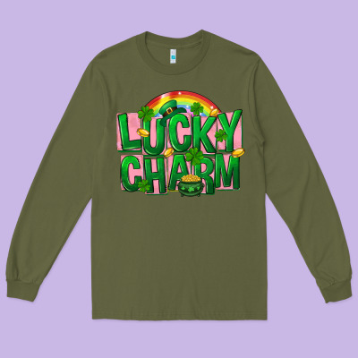 St. Patrick's Day Lucky Charm Long Sleeve Tee Designed By Fadigitalartstudio