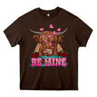 Chocolate Brown be mine highland cow Heavy Core Tee - RanaPortraitStore