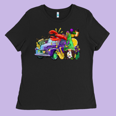 Mardi Gras Gnome On The Truck Ladies Tee Designed By Cowgirlartshop