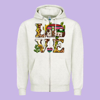 Love Caravan Zipper Hoodie Designed By Barkaloodesign