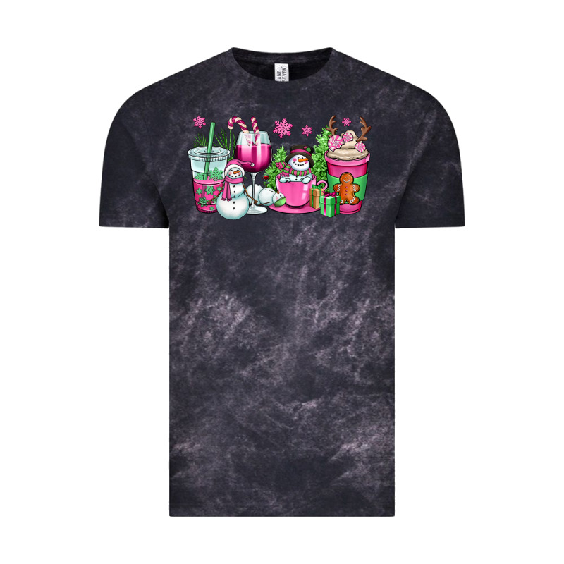 Pink Christmas Snowman Coffee Cups Vintage Tee by OliviaCreatesArt | Teevron