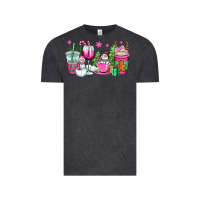 Vintage Black pink christmas snowman coffee cups Vintage Tee - OliviaCreatesArt