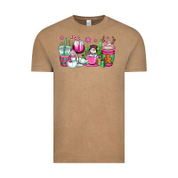 Vintage Coffee pink christmas snowman coffee cups Vintage Tee - OliviaCreatesArt