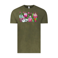 Vintage Olive pink christmas snowman coffee cups Vintage Tee - OliviaCreatesArt
