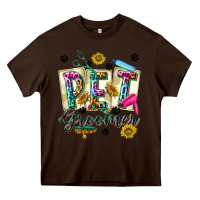 Chocolate Brown Western Pet Groomer Heavy Core Tee - texasbilliewilder