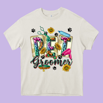 Western Pet Groomer Heavy Core Tee Designed By Texasbilliewilder