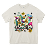 Cream Western Pet Groomer Heavy Core Tee - texasbilliewilder