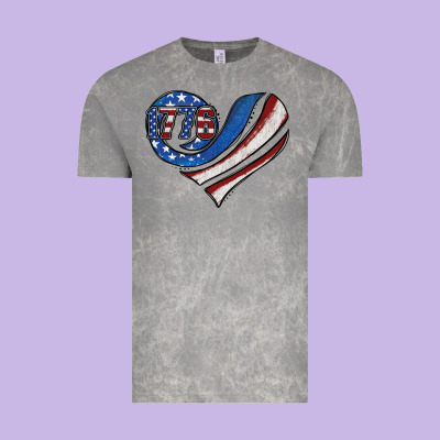 American Flag Heart Vintage Tee Designed By Jasminsmagicworld