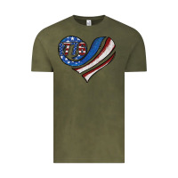 Vintage Olive american flag heart Vintage Tee - Jasminsmagicworld