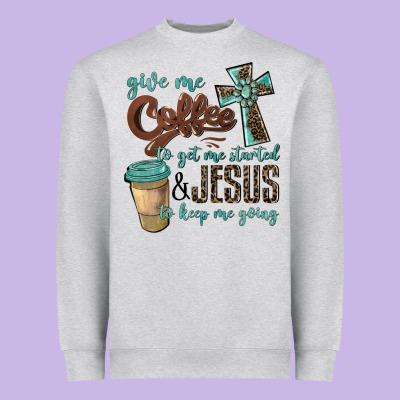 Give Me Coffee To Get Me Started & Jesus To Keep Me Going Heavyweight Sweatshirt Designed By Barkaloodesign