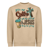 Mushroom give me coffee to get me started & jesus to keep me going Heavyweight Sweatshirt - BarkalooDesign