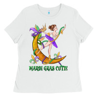 White mardi gras cutie Ladies Tee - CowGirlArtShop