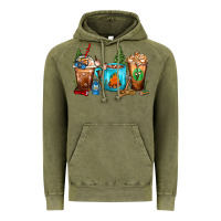 Vintage Olive Camping Coffee Cups Vintage Hoodie - FaDigitalArtStudio