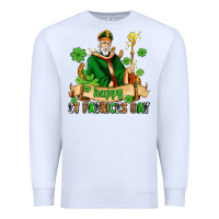White happy st patricks day with st patricks Premium Sweatshirt - AdoDesignShop