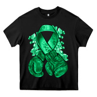 Black Emerald green ribbon Liver Cancer boxing gloves Heavy Core Tee - NancyCooperArtShop